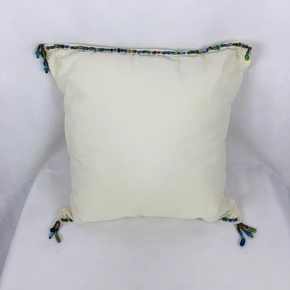 Turquoise & Glass Beaded Accent Pillow